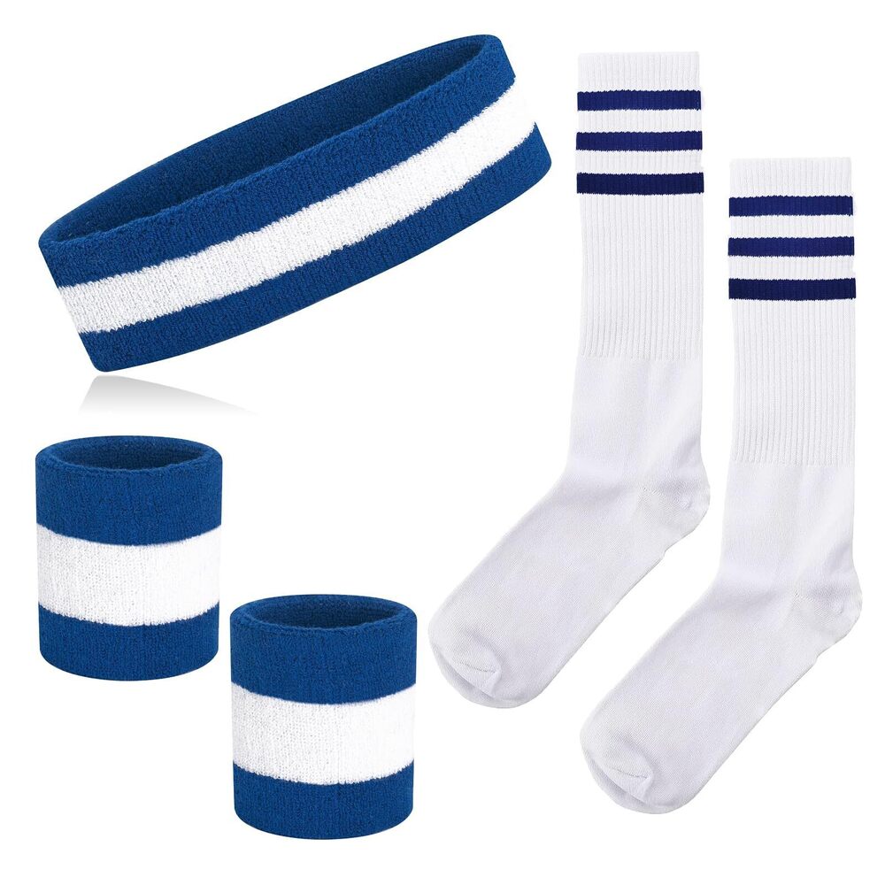 1848 5 Pcs Sweatbands Striped Sock Set Sports Headband